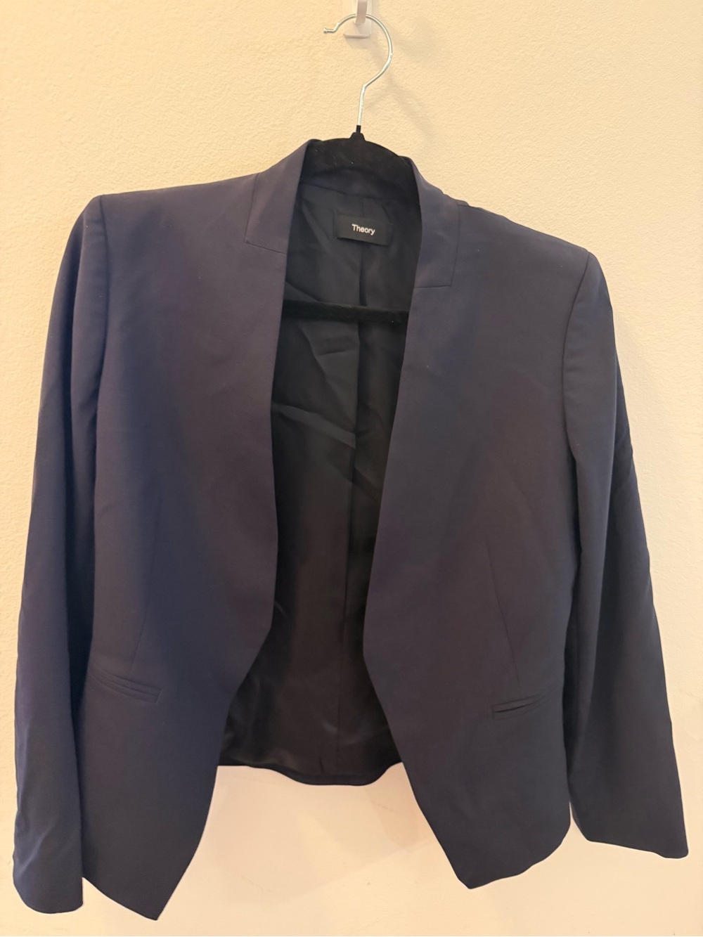Theory Women's Navy Delevan Open-Front Tailored Blazer